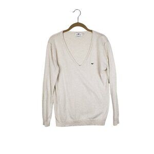 Vineyard Vines Candlewood V-Neck Sweater Oatmeal Cotton Womens Size Medium